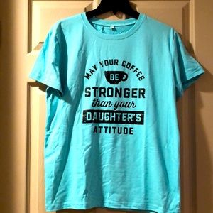 Teal coffee t-shirt-super soft feel. Size large
